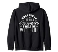 Deep Waters Isaiah 43 Christian Faith Biblia Verso Cool Retro Sudadera con Capucha