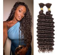 Deep Wave Bulk Human Hair Braiding for Boho Braids tejer cabello humano natural sin procesar 100 g tejido brasileño rizado extensión virgin Hair 2 Braids per pack Chocolate Brown 26 pulgadas