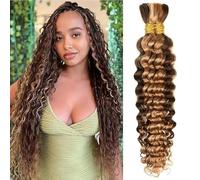 Deep Wave Bulk Human Hair Braiding for Boho Braids tejer pelo humano natural Hightlight ombre 4/27 no Weft 100g tejido brasileño rizado extensión virgin Hair 2 Braids per Pack 22 pulgadas