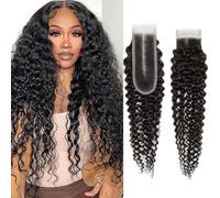 Deep Wave Closure 2X6 Humano Hair Swiss Lace-Closure Deep Wave Brazilian Remy Human Hair Wavy 2 By 6 Closure With Baby Hair 20 pulgadas