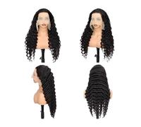 Deep Wave Encaje Frontal Peluca 13x6 Suave Remy Virgen Pelo Humano 180 Densidad para Mujeres Negras Color Natural Uso Diario (20 pulgadas)