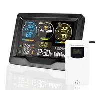 Deepboom - Estación meteorológica inalámbrica, estación Meteo interior exterior inalámbrica, termómetro interior con sensor LED, pantalla retroiluminada, reloj digital, alarma, pantalla de fecha día