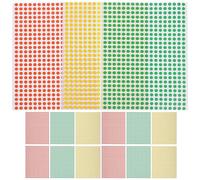 DEEPCRAFF 15 Hojas Pegatinas Redondas de Colores Autoadhesivas para Codificación y Fácil Identificación, Adhesivo Resistente en Formato Pequeño Adecuado para Oficina y Hogar