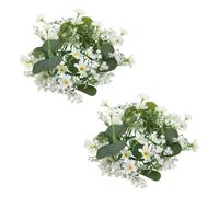 DEEPCRAFF 2 Piezas Guirnalda de Flores de Margarita Pequeña para Vela, Decorativa de Seda y Plástico en Color Claro, Reutilizable, para Centros de Mesa de Boda y Fiestas