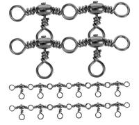 DEEPCRAFF 20 Unidades Anillo Giratorio de Pesca de Hierro Negro Estructura de Barril y Conector Triple para Accesorios de Pesca en Agua Salada Antienredos y Reemplazos Rápidos