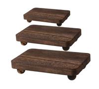 DEEPCRAFF 3 Piezas Soporte de Madera para Velas y Especias, Rectangular, Marrón, Apilable, Organización Versátil, para Encimera de Cocina y Puesto, Estilo Rústico y Decorativo