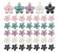 DEEPCRAFF 40 Piezas Dijes de Joyería de Flores de Aleación Diseño Delicado y Realista para Proyectos DIY y Collares, Fáciles de Conectar y Operar Color Aleatorio