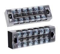 DEEPCRAFF 5 Piezas Bloque de Terminales de Cobre 25a Cubierta Transparente y Resistencia al Impacto, Tira de Barrera Aislada de Plástico y Latón para Conexiones Eléctricas 600v