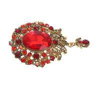 DEEPCRAFF Broche para Vestido en Forma de Lágrima Rojo, Ligero y Cómodo, Hecho de Aleación de Zinc con Piedras Brillantes, Estilo Vintage Elegante para Eventos Sociales y Oficina