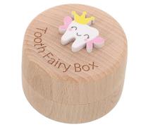 DEEPCRAFF Caja de Recuerdos para Dientes Cabello Fetal de Madera Ligera Diseño de Dibujos Animados Resistente para Guardar Dientes y Cabello Infantil