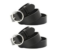 DEEPCRAFF Cinturón para Jeans Negro Hebilla Redonda Clásica, 2 Piezas, Largo 105 CM y Ancho 2,8 CM, para Mujer Uso Diario y Casual