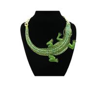 DEEPCRAFF Collar y Colgante de Cocodrilo Grande Retro para Mujer con Cadena de Clavícula de Aleación con Incrustaciones de Gemas Ocasión