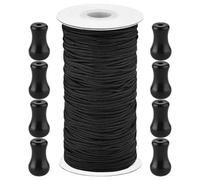 DEEPCRAFF Cuerda para Persianas Enrollables Negra de 1.8mm con Perilla de Cable de Poliéster y Pom, Accesorio Estético para Muebles y Cortinas en Exterior