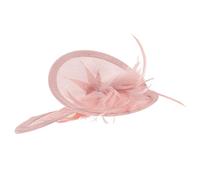 DEEPCRAFF Diadema Fascinator Sombrero de Té para Mujer Estilo Vintage de Malla y Plumas, Rosa, Fácil de Llevar, No Daña el Cabello, para Fotografía y Banquete