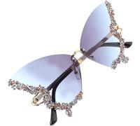 DEEPCRAFF Gafas de Sol sin Montura Brillantes en Forma de Ala, Protección Uv, Material de Resina y Metal, Diseño Elegante para Actividades al Aire Libre en Días Soleados