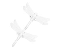 DEEPCRAFF Gancho para Colgar de Pared con Forma de Libélula, 2 Piezas en Aleación de Zinc Blanco, Diseño Vintage para Optimización de Espacio en Dormitorios