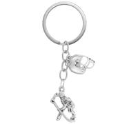 DEEPCRAFF Llavero de Hockey Jugador Plata en Metal para Mochila y Llaves