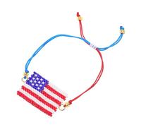 DEEPCRAFF Pulsera Tejida de Cuerda de Nailon Cuentas Patrióticas y Diseño Unisex Ajustable para Independence Day y Veterans Day