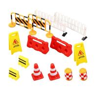 DEEPCRAFF Set de 14 Mini Conos de Tráfico Y Señales para Niños - Juguetes Educativos de Barricadas para Calles - Accesorios de Juego para Simulación de Obras de Construcción