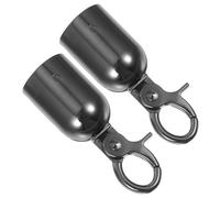 DEEPCRAFF Tope de Extremo de Cuerda Catenarias de 28mm con Gancho para Barreras y Stanchions, Aleación de Zinc Negro Elegante para Uso Interior y Exterior, Paquete de 2 Piezas