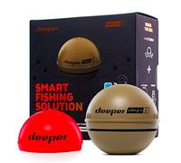 Deeper Chirp+2 Sonda de Pesca lanzable y portátil Compatible con GPS para Pesca en Barcos Desde la Orilla Trophy Sonda inalámbrica LED Cargador portátil Soporte para teléfono-6.5 CM/Marrón