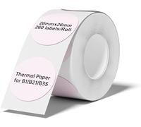 DEEPIN Etiquetas autoadhesivas compatibles con impresora térmica NIIMBOT B1/B21/B3S, papel térmico para escuela, hogar, oficina, pequeñas empresas (rosa-redondas, 26 x 26 mm)