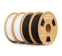 DEEPLEE Filamento PLA Plus Rapid de 1,75 mm, Filamento PLA+ de Alta Velocidad Hasta 600 mm/s, Precisión Dimensional +/- 0,02 mm, para Mayoría Impresoras 3D FDM, 2*Negro 2*Blanco 4KG(1 kg/carrete)
