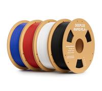 DEEPLEE Filamento PLA Plus Rapid de 1,75 mm, Filamento PLA+ de Alta Velocidad Hasta 600 mm/s, Precisión Dimensional +/- 0,02 mm, para Mayoría Impresoras 3D FDM, Blanco Negro Rojo Azul 4KG