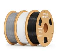 DEEPLEE Filamento PLA Plus Rapid de 1,75 mm, Filamento PLA+ de Alta Velocidad Hasta 600 mm/s, Precisión Dimensional +/- 0,02 mm, para Mayoría Impresoras 3D FDM, Negro Blanco Gris 3KG