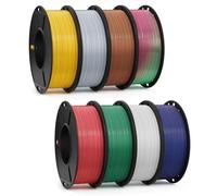 DEEPLEE Filamento PLA Seda 1.75mm, 8 Colores 2kg: Dorado, Gris Plata, Cobrizo, Rojo-Verde, Rojo, Verde, Blanco, Azul-Púrpura-Negro. Acabado Brillante, ±0.02mm, Compatible FDM.