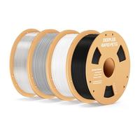DEEPLEE PETG Rapid 1.75 mm, Kit 4 Bobinas Negro, Blanco, Gris y Transparente (4kg). Velocidad 600 mm/s y Alta Resistencia al Impacto. Compatible con Impresoras FDM.