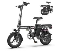 DEEPOWER K306 | Bicicleta Eléctrica Plegable | 14" Bicicleta Eléctrica | Batería Extraíble 48V 17.5Ah | Amortiguadores Múltiples | Bicicleta de Ciudad para Adultos Adoles(17.5Ah)