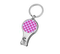 Deeppink y gris con patrón de tablero de ajedrez, cortaúñas, cortaúñas profesional, cortador de cutículas para mujeres y hombres