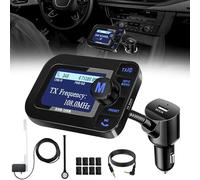 DeeprBetter Transmisor DAB, DAB Adapter Bloothoth para Llamada Manos Libres,Transmisor FM Adaptador DAB Portátil Soporte TF Card&AUX Out, DAB Coche Radio Adapter Cargador USB con Pantalla 2,3 Pulgadas
