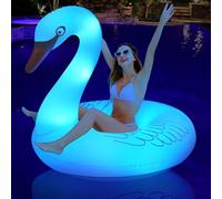 DeeprBling Cisne Hinchable Piscina con Luces Solar Que Cambian de Color, Flotador Cisne Gigante para Adulto, Cisne Inflable Flotador Piscina Adulto, Flotadores Piscina Grandes di Cisne (106x106x92cm)