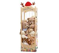 deepredcoast Almacenamiento de animales de peluche, organizador de animales de peluche de reno de Navidad, soporte móvil para animales de peluche con cordones elásticos para guardería, sala de juegos