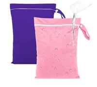 Deepton Bolsa para la nariz, 40 x 30 cm, impermeable, para natación, bolsa húmeda con cremallera, bolsa de lavandería reutilizable para toallas de playa, pañales, Rosa & Púrpura, Bolsa de lavandería