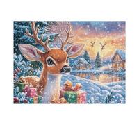 Deer Bosque nevado de Invierno Puzzles 500 Piezas Moderno Decorativo Minimalista Rompecabezas Familiar para Hombres Y Mujeres Aliviar Estrés Maquetas Construir 500 PCS