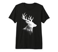 Deer & Buck, Bosque, Vida Silvestre, Silhoutte de Ciervo & Gráfico Camiseta Premium