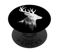 Deer & Buck, Bosque, Vida Silvestre, Silhoutte de Ciervo & Gráfico PopSockets PopGrip Adhesivo