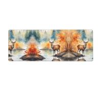 Deer by The River - Alfombrilla extragrande para teclado y mouse (12 x 31.5 pulgadas), adecuada para computadoras, consolas de juegos, etc., adecuada tanto para oficina como para estudio, mejorando la