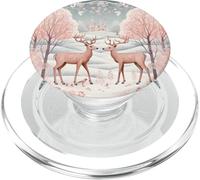 Deer Couple Decor For Women Pastel Pink Winter Aesthetic PopSockets PopGrip para MagSafe