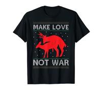 Deer Couple Reindeer - Make Love Not War - Ugly Christmas Camiseta