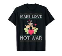 Deer Couple Reindeer - Make Love Not War - Ugly Christmas Camiseta