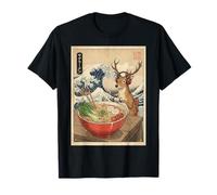 Deer Cute Kawaii japonés Gamer Divertido Ramen Retro Camiseta