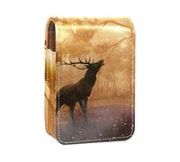 Deer Forest - Estuche portátil para lápiz labial, mini caja de almacenamiento de lápiz labial, estuche organizador de lápiz labial con espejo para mujer, Varios colores, 9.5x2x7 cm/3.7x0.8x2.7 in