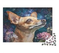 Deer Head Chihuahua, Starry Night Sky Rompecabezas Puzzle,1000pcs (75x50cm) Adulto Juego Educativo Decoración del Hogar