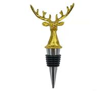 Deer Head - Corcho de vino de aleación de zinc, sellado eficaz para botellas de vino con junta de silicona, perfecto para varias ocasiones (dorado)