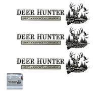 Deer Hunter Respect Conserve Emblema de Metal para Coche, 3D Hunt Respect Conserve Insignia cromada de Cola Blanca, calcomanía de Caza Resistente a la Intemperie para Camiones,SUV,Motocicletas (3PCS)