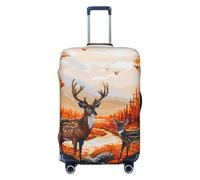 Deer in an Autumn Forest Fundas de equipaje de viaje - Fundas protectoras elásticas para maletas de 18 a 32 pulgadas, Negro -, Mediano